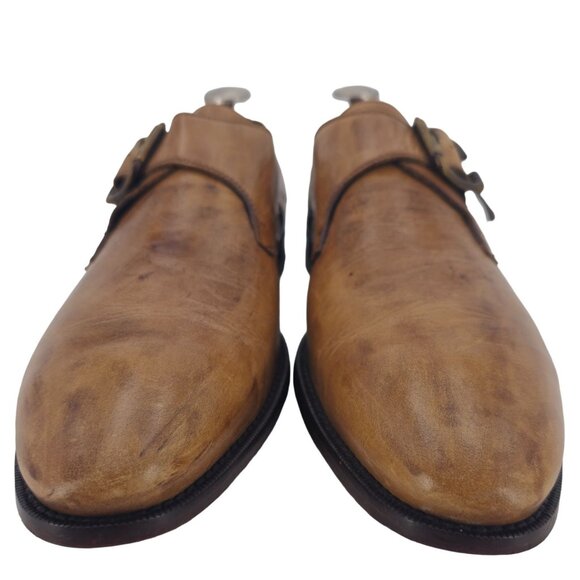 VINTAGE More by Mauri Italy Dress Shoes Men's 10 Patina Brown Monk Strap Loafers - Picture 8 of 10
